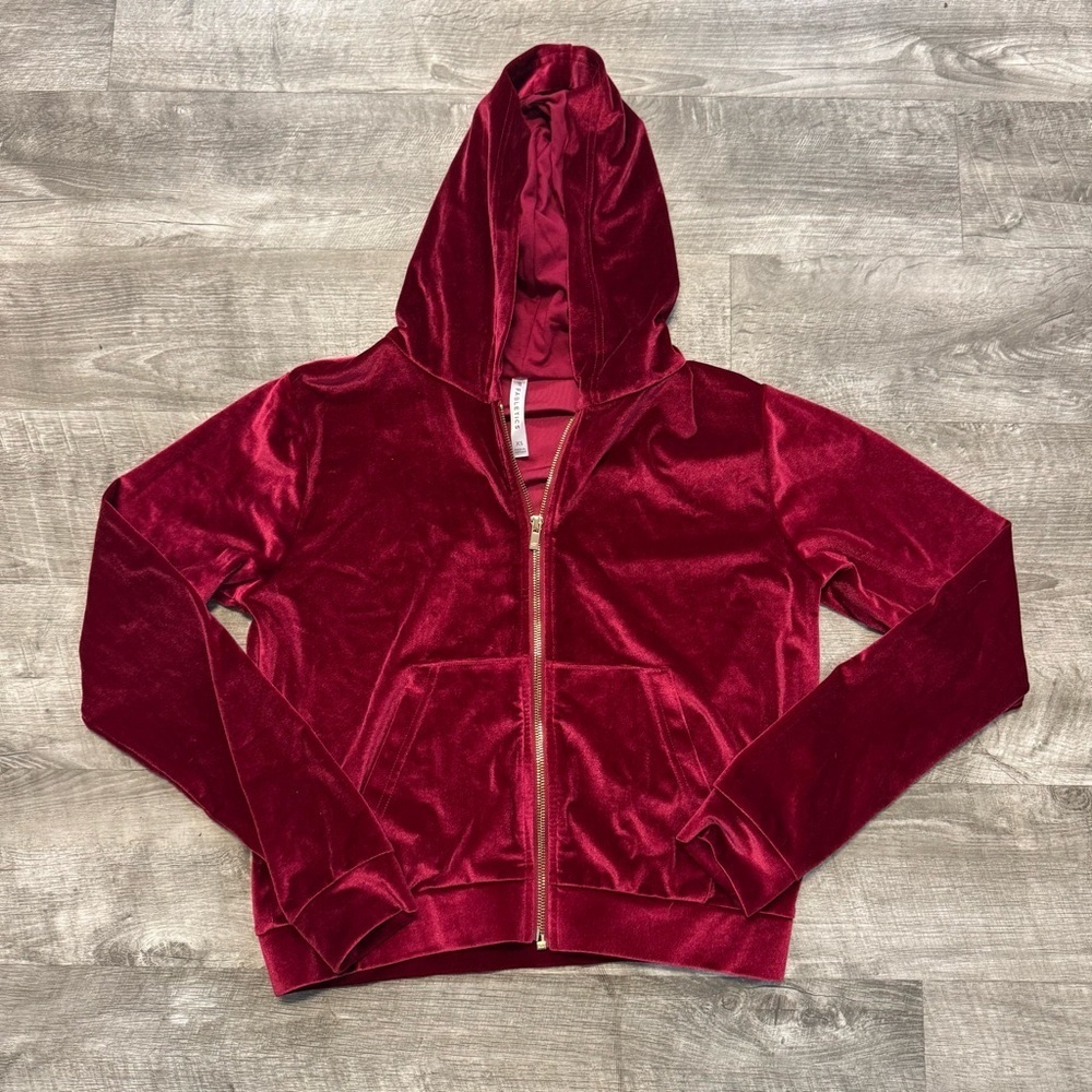 Fabletics Velour Ruby Red Full Zip Donna Hoodie Women’s Sz. XS
